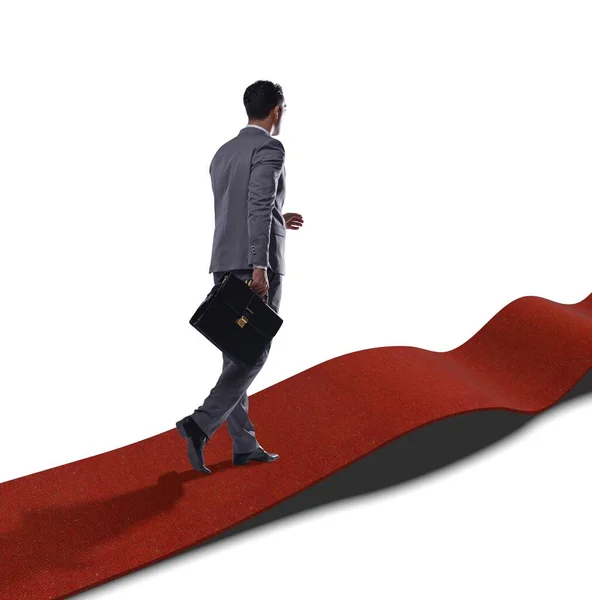 Affärsmannen på röd matta isolerad vit bakgrund — Stockfoto