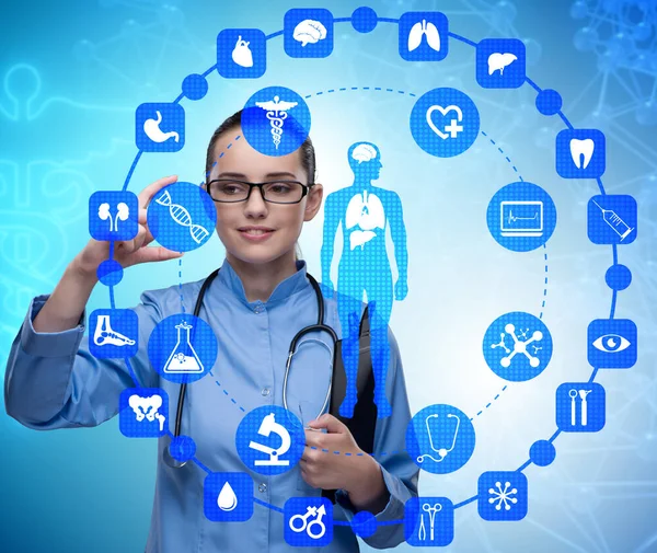 Woman doctor in telemedicine futuristic concept — Stock Photo, Image