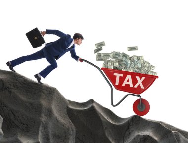 İşadamı, vergi parasıyla el arabası sürüyor.