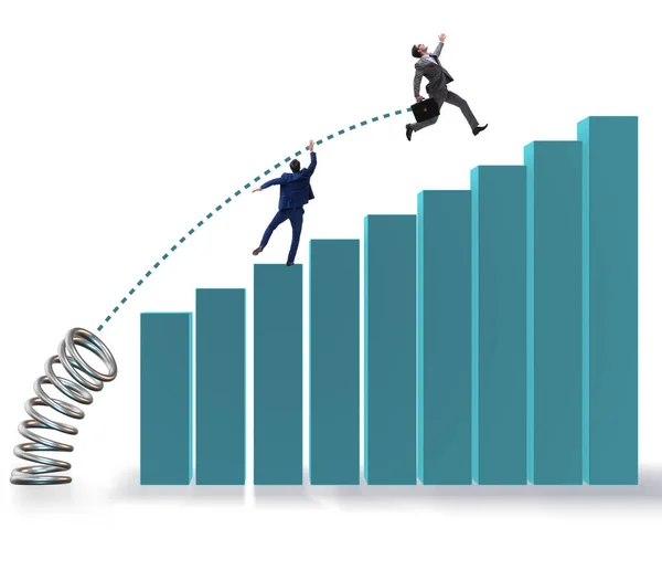 Businessman outperforming his competition jumping over — Stock Photo, Image