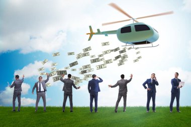 Helikopter para konseptinde iş adamı