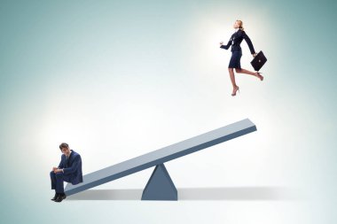 İş adamı ve tahterevalliyle rekabet konsepti
