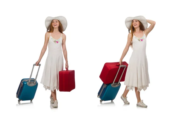 Nő utazási koncepció fehér — Stock Fotó