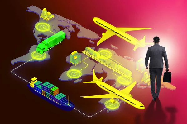 Globalt logistikkoncept med affärsman — Stockfoto