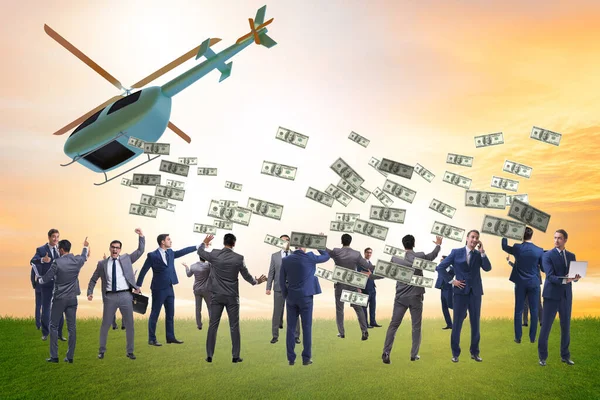 Empresario en concepto de dinero helicóptero — Foto de Stock