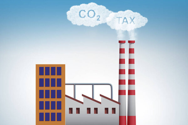 Plant in carbon tax and pollution concept - 3d rendering