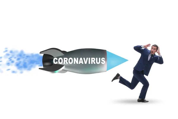 stock image Concept of covid crisis with businessman chased by rocket