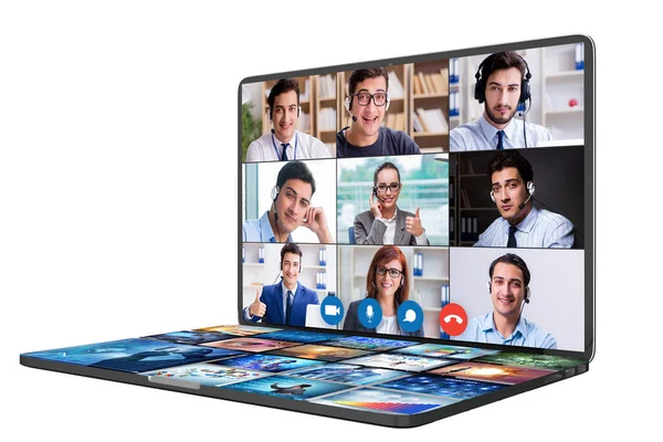 Concept van videoconferentie op afstand tijdens pandemie — Stockfoto