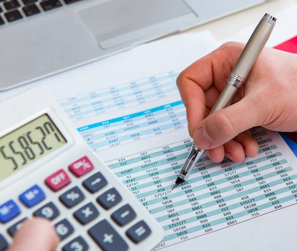 Finance analyst looking and financial reports — Stock Photo, Image