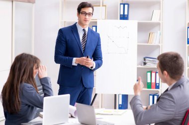 Ofisteki çalışanlarla olan iş görüşmesi.