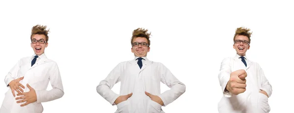 Lustige Arzt isoliert auf weiß — Stockfoto
