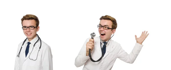 Funny doctor isolated on white — Stock Photo, Image