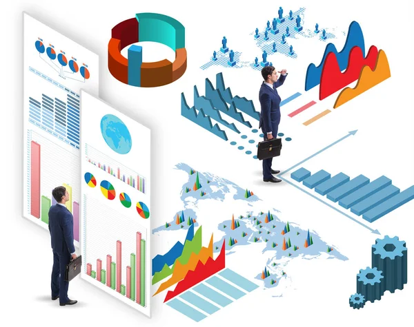 Affärsman i business infographics koncept — Stockfoto