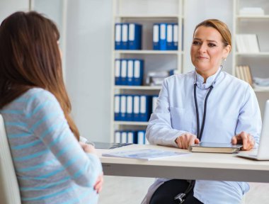 Düzenli kontrol için kadın doktoru ziyaret eden kadın.