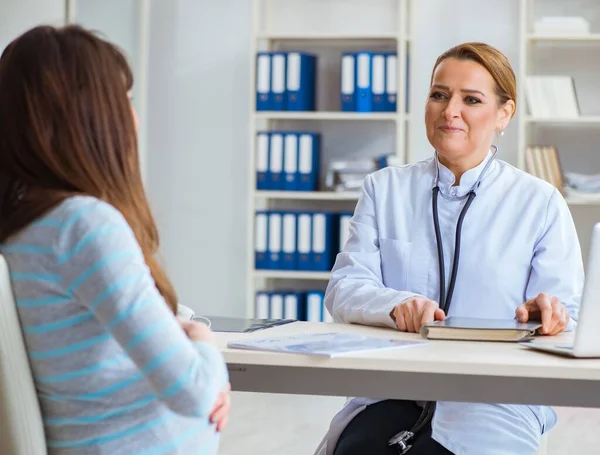 정기 검진을 위해 여의사를 방문하는 여성 — 스톡 사진