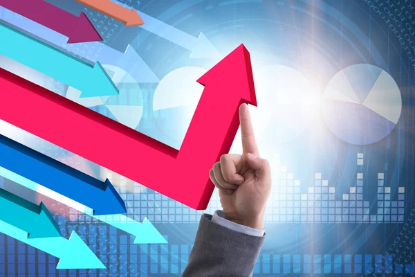 Concetto di ripresa economica con i grafici a linee — Foto Stock