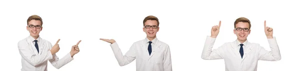 하얀 옷을 입은 재미있는 의사 — 스톡 사진