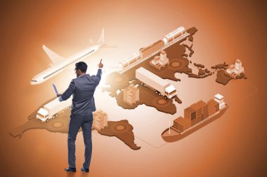 İş adamıyla küresel lojistik kavramı