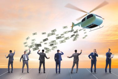 Helikopter para konseptinde iş adamı