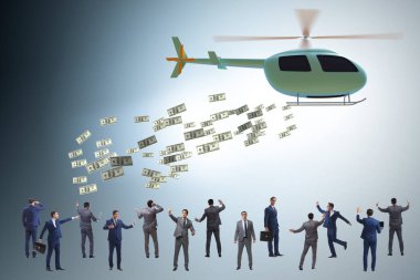 Helikopter para konseptinde iş adamı
