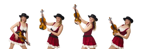 Jovem violinista isolado em branco — Fotografia de Stock