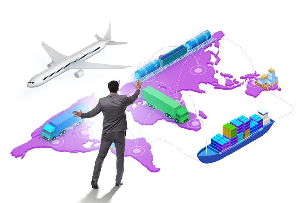 Globalt logistikkoncept med affärsman — Stockfoto