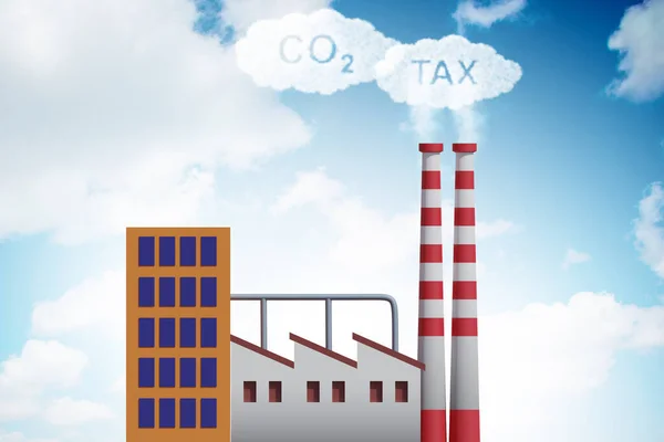 Завод з податку на вуглець та концепції забруднення - 3d рендерингу — стокове фото