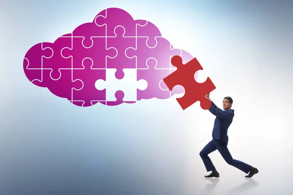 Konzept des Cloud Computing mit Puzzle — Stockfoto