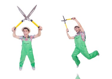 komik adam beyaz makası ile