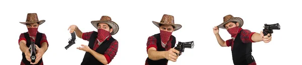 Junger Cowboy isoliert auf weiß — Stockfoto