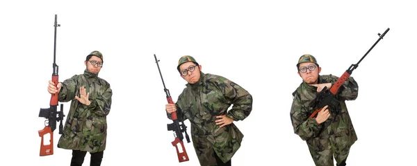 흰색 절연 총 군사 남자 — 스톡 사진