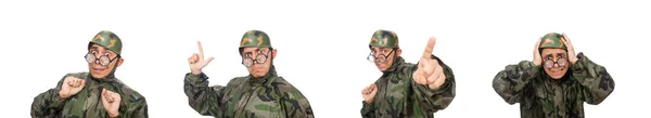 Militärangehöriger mit Pistole auf weißem Hintergrund — Stockfoto