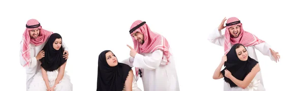 Arab férfi a feleségével a fehérben — Stock Fotó