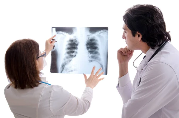 Two doctors working in the clinic — Stock Photo, Image