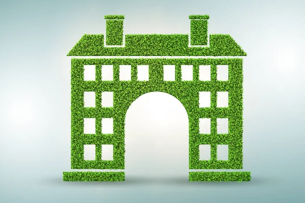 Zelený dům koncept - 3D vykreslování — Stock fotografie