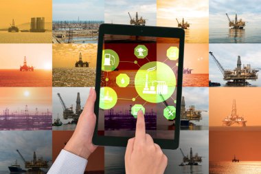 Petrol endüstrisinde petrol işçisi konsepti