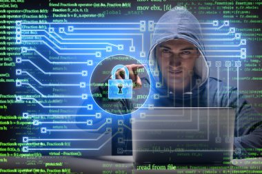 Siber güvenlik konseptinde genç bir hacker.