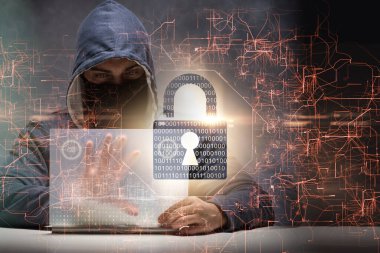 Siber güvenlik konseptinde genç bir hacker.