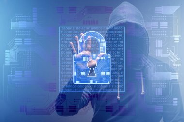 Siber güvenlik konseptinde genç bir hacker.