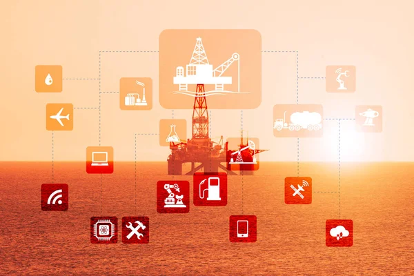Conceito de automação na indústria de petróleo e gás — Fotografia de Stock