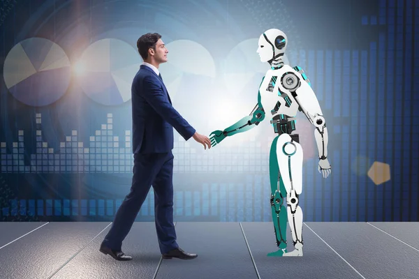 Concept of cooperation between humans and robots — Stock Photo, Image