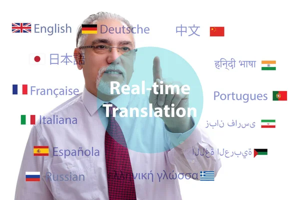 Concept de traduction en temps réel depuis une langue étrangère — Photo