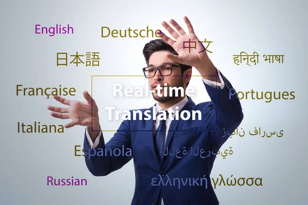 Концепция перевода в реальном времени с иностранного языка — стоковое фото