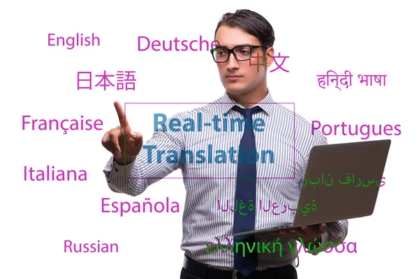 Concepto de traducción en tiempo real desde un idioma extranjero — Foto de Stock