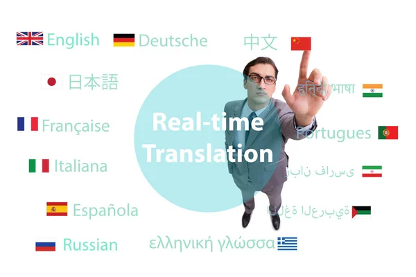 Concetto di traduzione in tempo reale da lingua straniera — Foto Stock