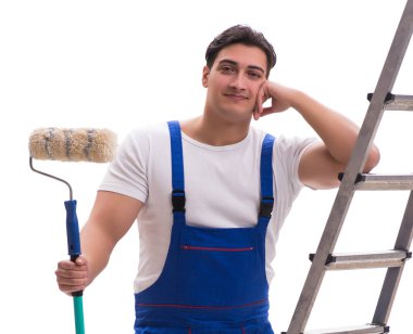 Genç ressam müteahhiti beyaz arka planda izole edildi