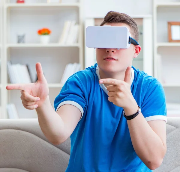 Young man with virtual glasses — Stock Photo, Image