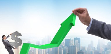 Ekonomideki büyümeyi destekleyen işadamı grafikte