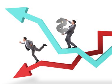 Büyüme ve gerileme grafikleriyle iş adamı