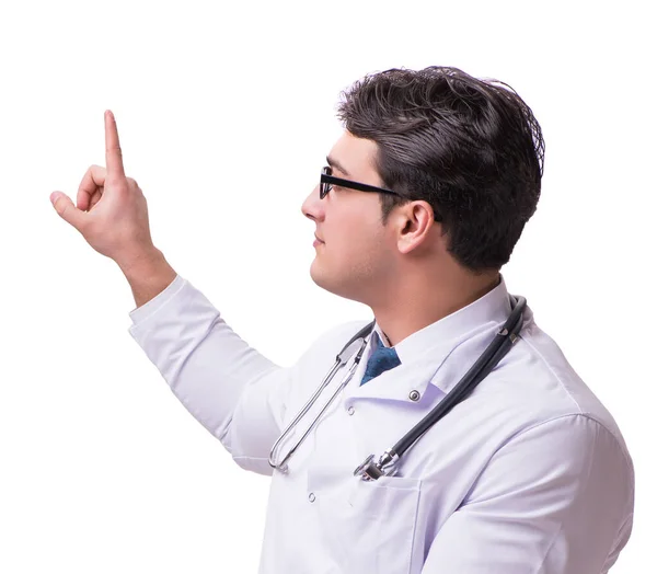 Jovem médico masculino isolado em fundo branco — Fotografia de Stock